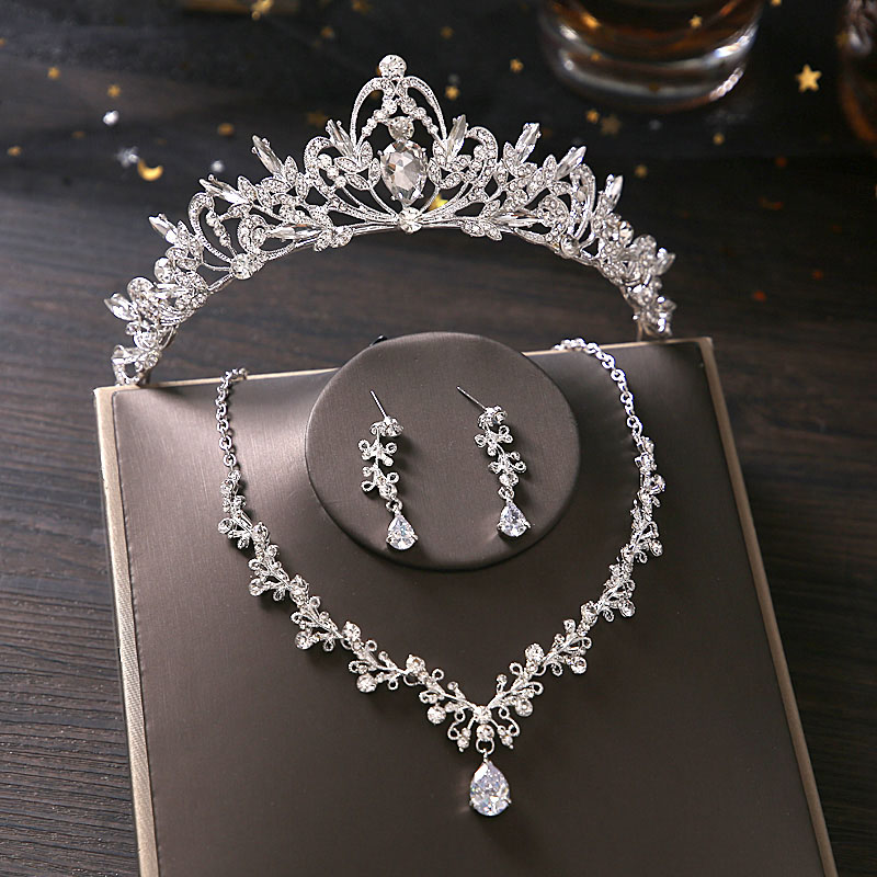 Ensemble de bijoux indiens pour mariée, Collection de mariage, accessoires de mariage pour femmes, couronne, diadème, collier, boucles d&#39;oreilles: F