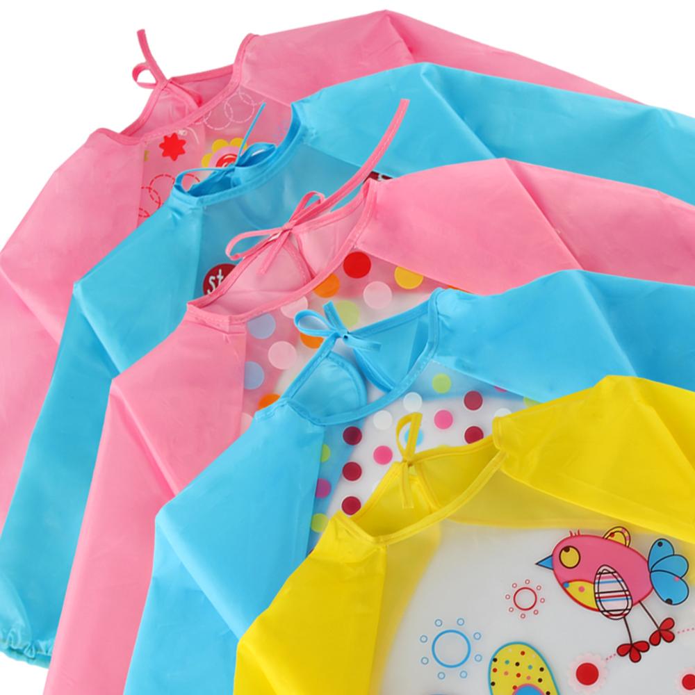 Cartoon Baby Bibs Colorful Long Sleeve Apron Waterproof Toddler Feeding Bibs Burp Cloths Children Painting Clothes Baby Bibs