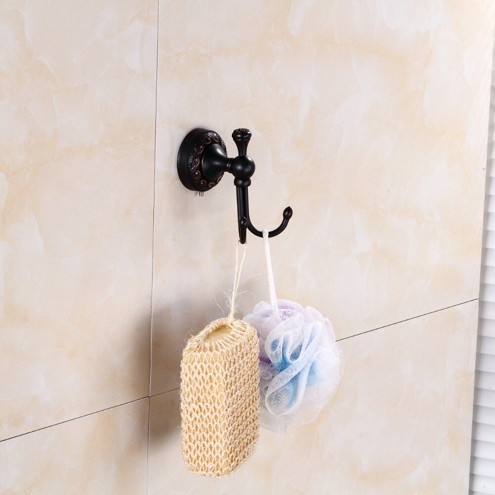 Accroche-peignoir en laiton Antique/noir | Crochets pour serviettes, cintre de bain, porte-manteau, crochet mural de porte, accessoires de salle de bains, décoration de la maison rétro 9108K