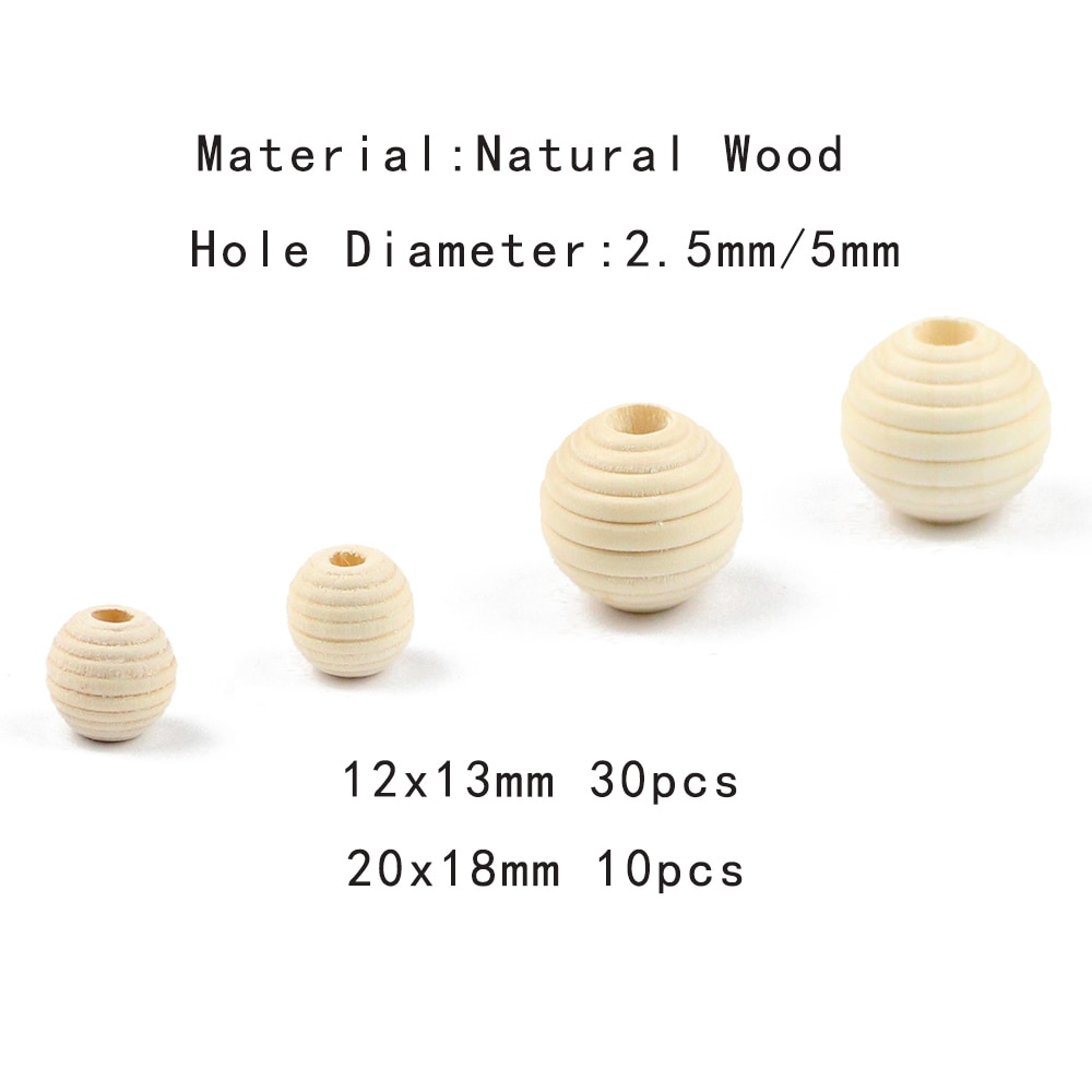 Cuentas redondas de madera YHBZRET de 30 Uds., espaciador suelto, cuentas de madera ecológicas de Color Natural para la fabricación de joyas, accesorios para pulseras DIY