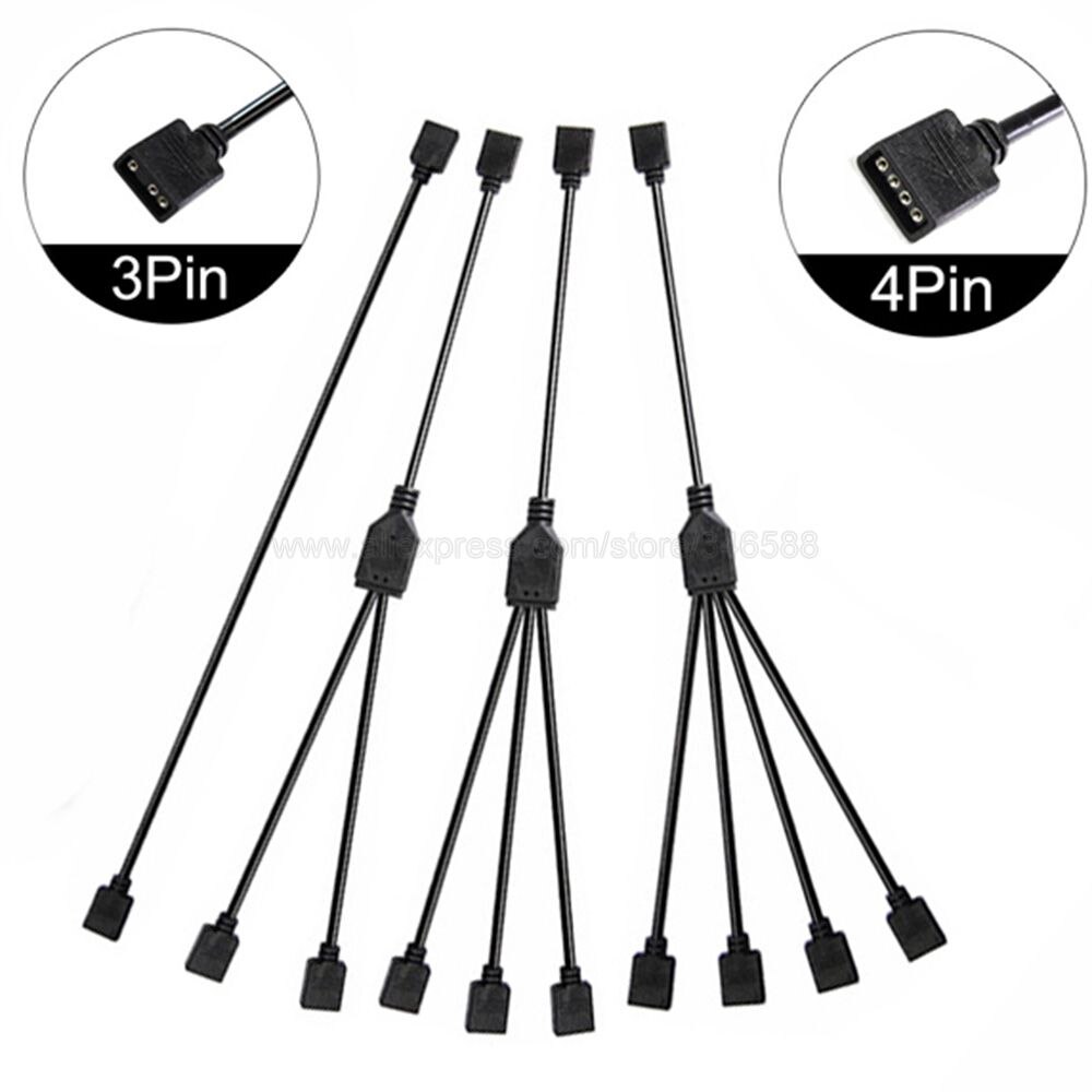 ARGB 5V 3Pin 12V 4Pin 30cm 50cm 1m 2m 3m 5m Verlängerungskabel Adapter 1 auf 1 2 3 4 5 Splitterkabel für MSI ASUS ASRock AURA LED