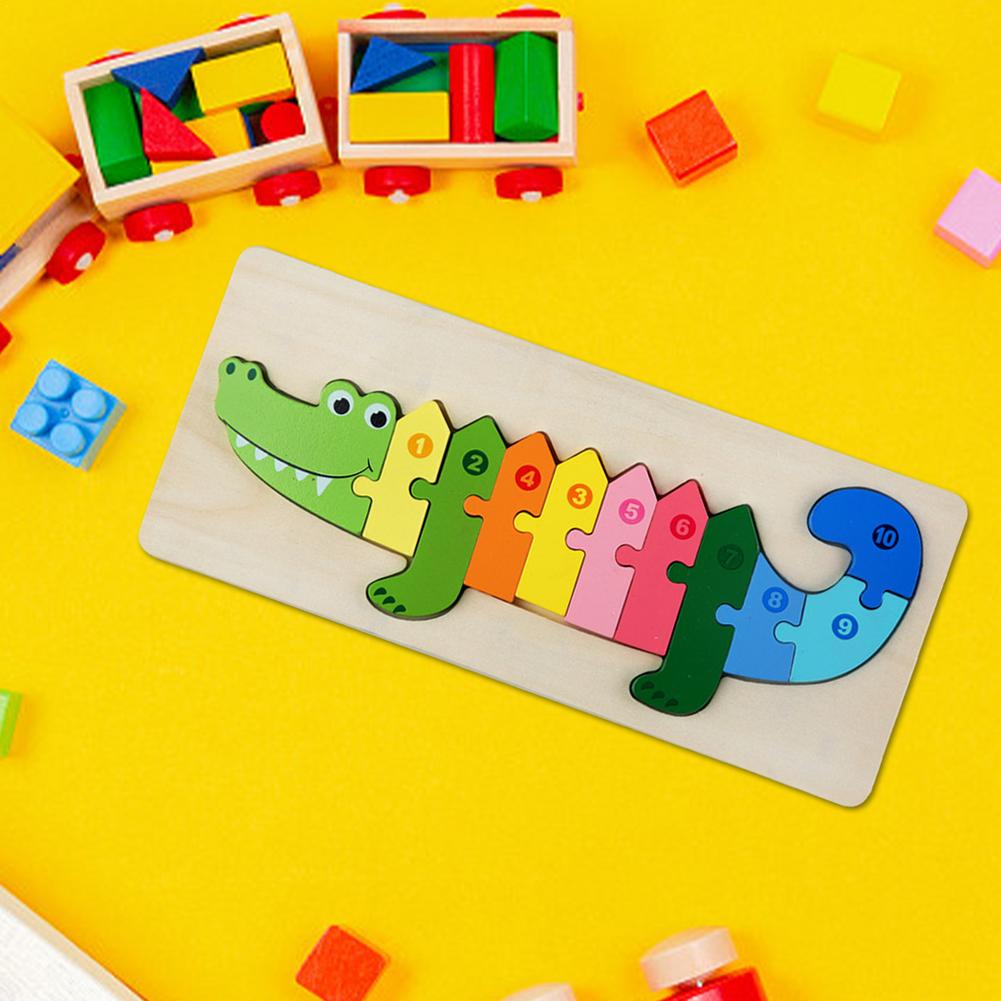 Houten Puzzels Voor Peuters Grote Maat Cartoon Aantal Dier Legpuzzels Voorschoolse Educatief Speelgoed Cadeau Voor Jongens Een