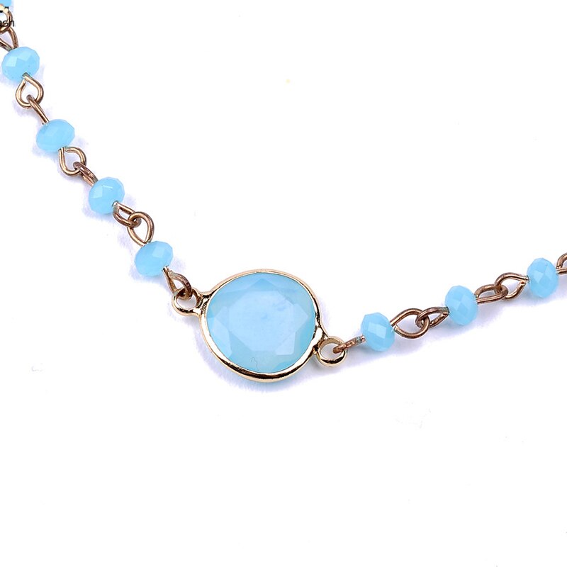 Grün Lila Blau Farbe Schlüsselbein Kette Halsband Halskette Gold Kette Kristall Halskette Natürliche Stein Halsketten Mit Perlen