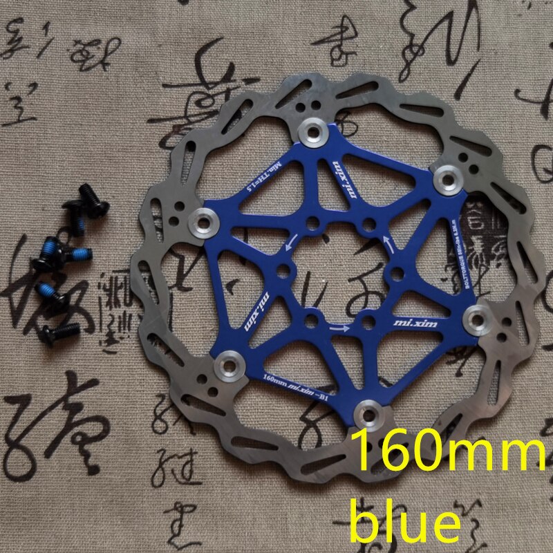 Polkupyörän jarru 160mm/180mm/203mm levyjarru mtb dh levyroottorit hydrauliset jarrupalat kelluvat moniväriset jarrupalat polkupyörän osat: 160mm sinistä