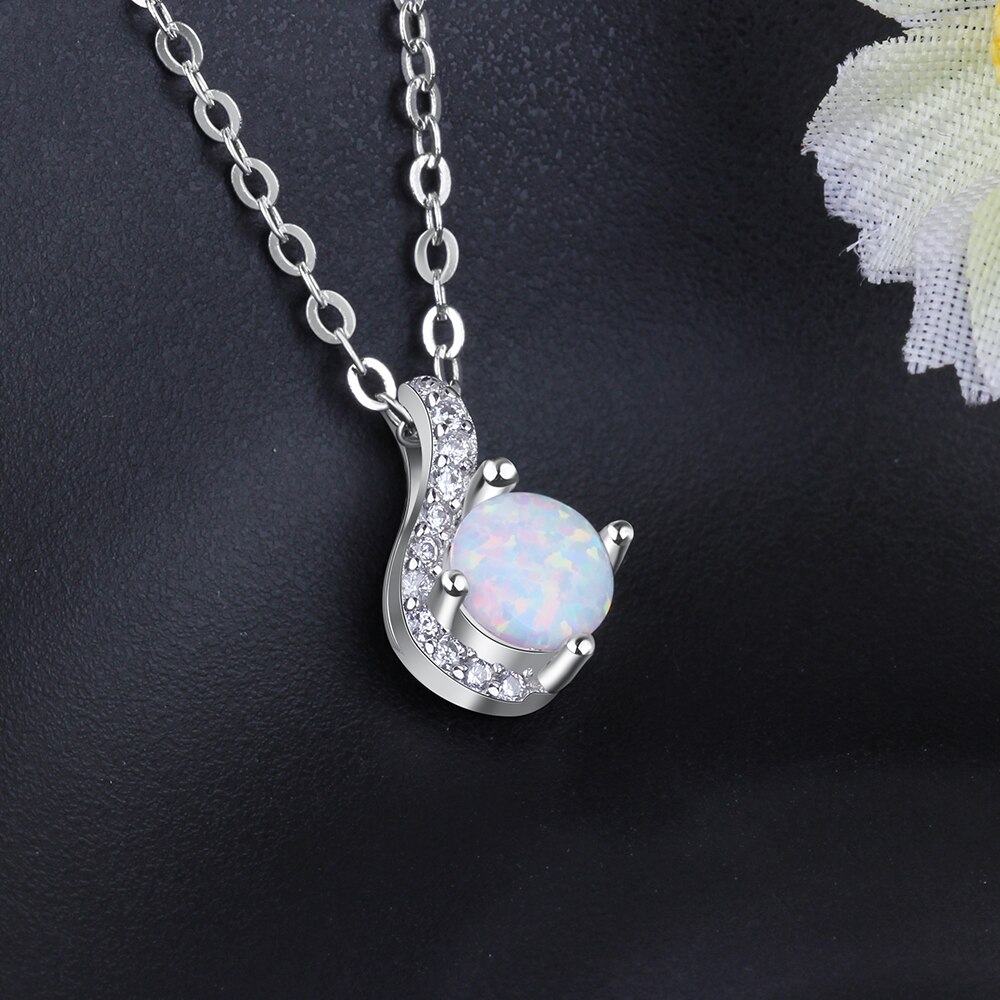 925 Sterling Silber Opal Halsketten & Anhänger Frauen Kette Halsketten mit Zirkon Hochzeit Schmuck für Mädchen (Lam Hub fong)