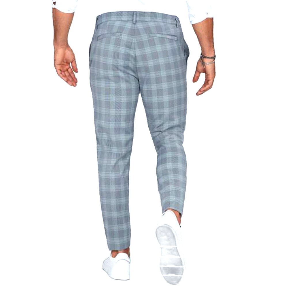 Men Pants Smart Casual Pants Men Clothing Plaid Pencil Pants Men Clothing Long Trousers Male