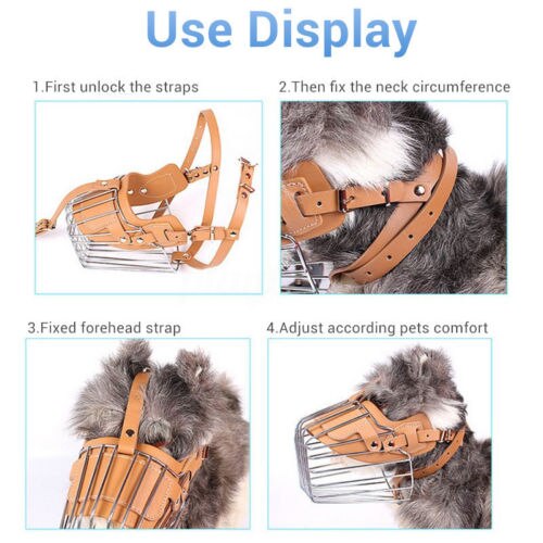 M-XL de malla metálica ajustable para perros y mascotas, cesta de alambre fuerte negra/marrón, bozal para perros, bozal antimordida, bozales para morder y ladridos