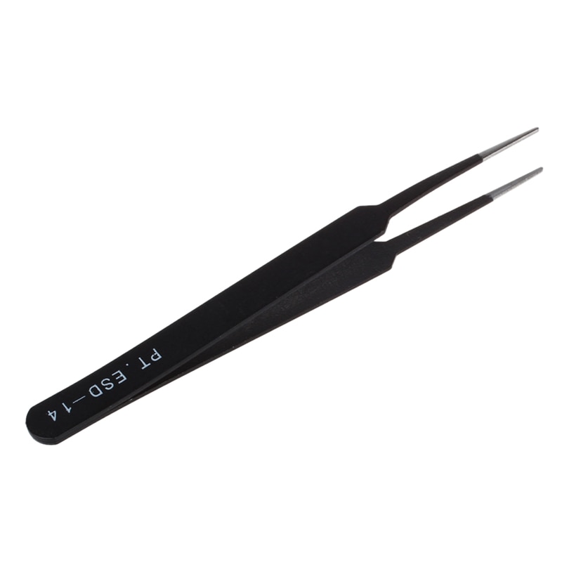 Straight Tip Black Extra Fine Point Metal Tweezer