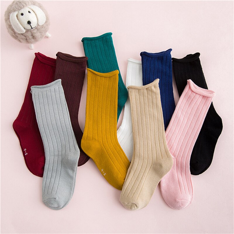 EnkeliBB Korean Style Baby Boy Girls Floor Socks Kids Solid Spring/Summer/Winter Tube Long Socks Toddler tube Sock