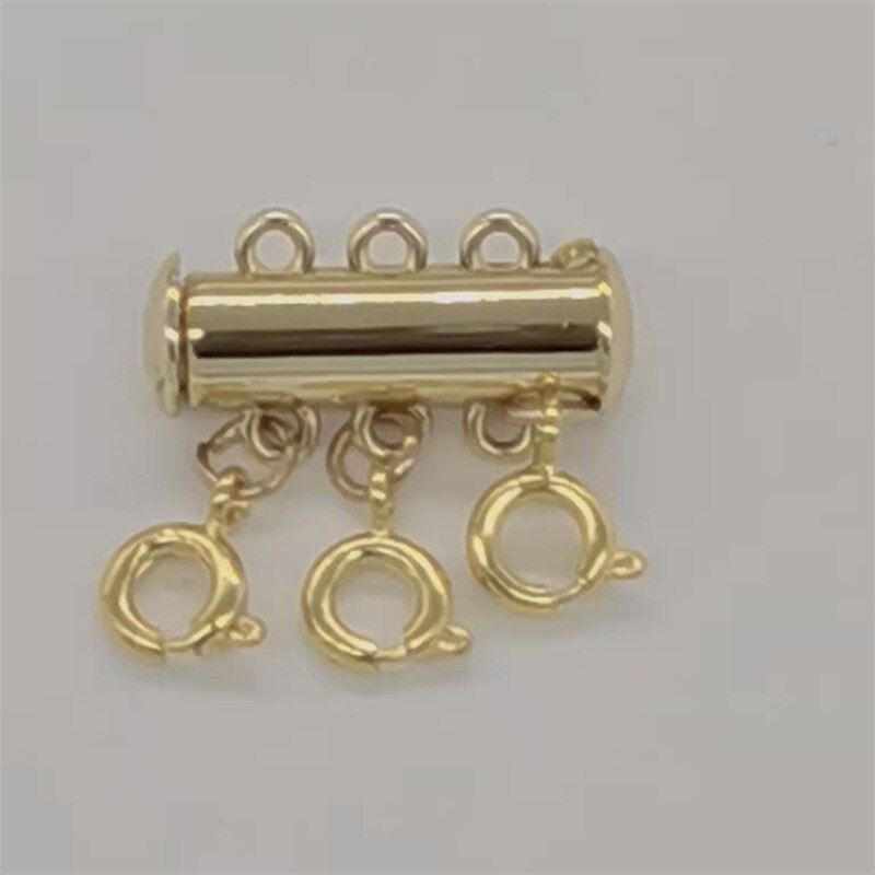 10 Stuks Gelaagde Ketting Spacer Sluiting, Magnetische Slide Sluiting Slot Ketting Connector Multi Strengen Schuif Tube Sluitingen: 3 rows gold