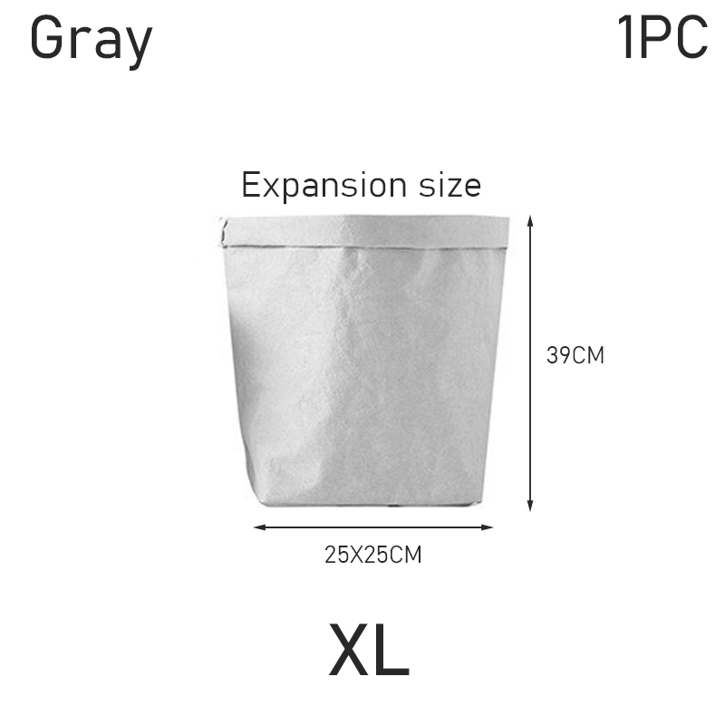 Washable Kraft Paper Refrigerator Storage Bag Desktop Organizer Office Kitchen Wardrobe Stationery Storage Pot Cover Storage Bag: Brown