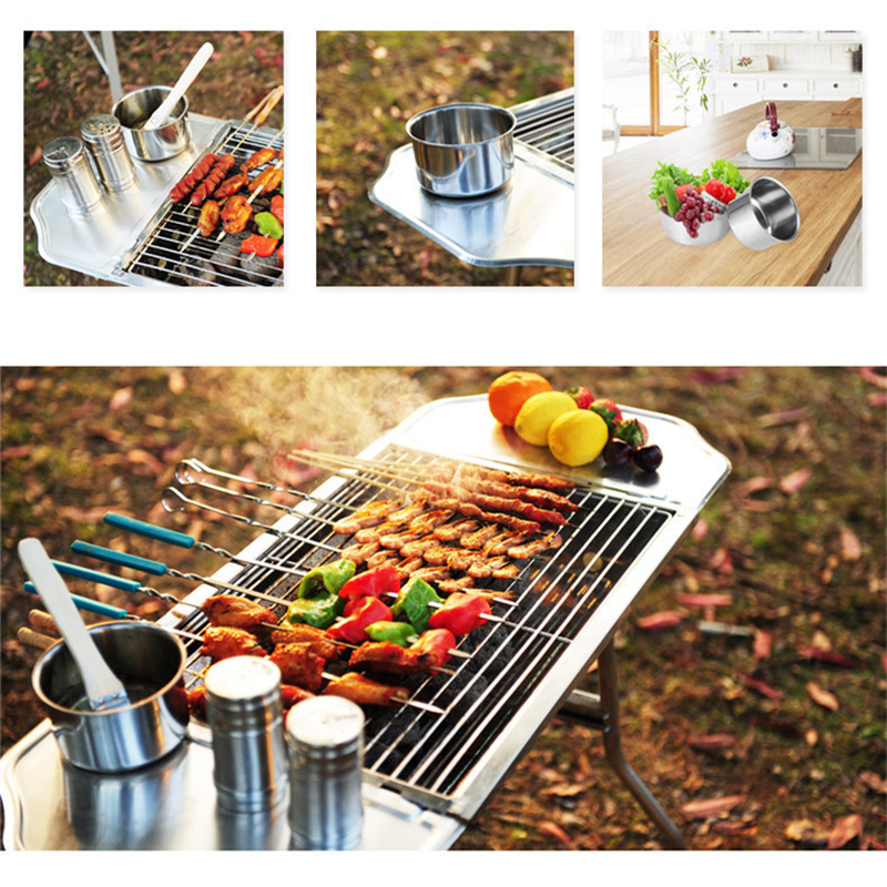 Terrines Rvs Zilveren Ronde Kruiden Kom Barbecue Olie Pan Soeppan Wastafel Camping Outdoors Keuken Tool