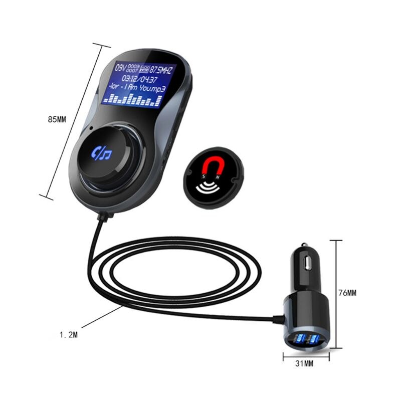 Bluetooth Hands-Free FM Modulator Stereo Auto MP3 Player Adapter FM Transmitter Unterstützung TF für iPhone XS 8 7 & android Q84E