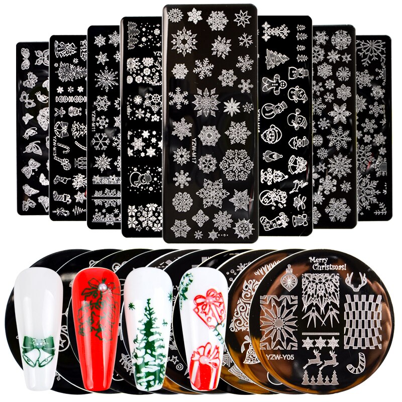 Weihnachten Nagel Kunst Druck Stanzen Vorlagen Edelstahl Schneeflocke Bilder Druck Platten Geometrische Stempel Schablone