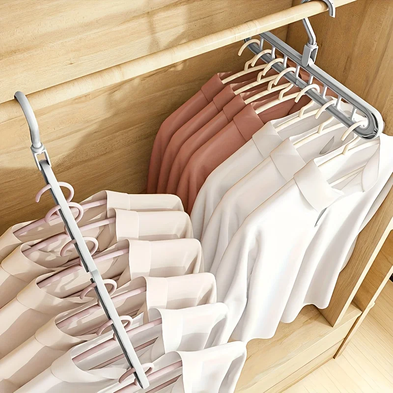 3 uds., perchas plegables de plástico de 9 agujeros, perchas organizadoras de ropa resistentes que ahorran espacio, para habitación, armario, hogar y Dor