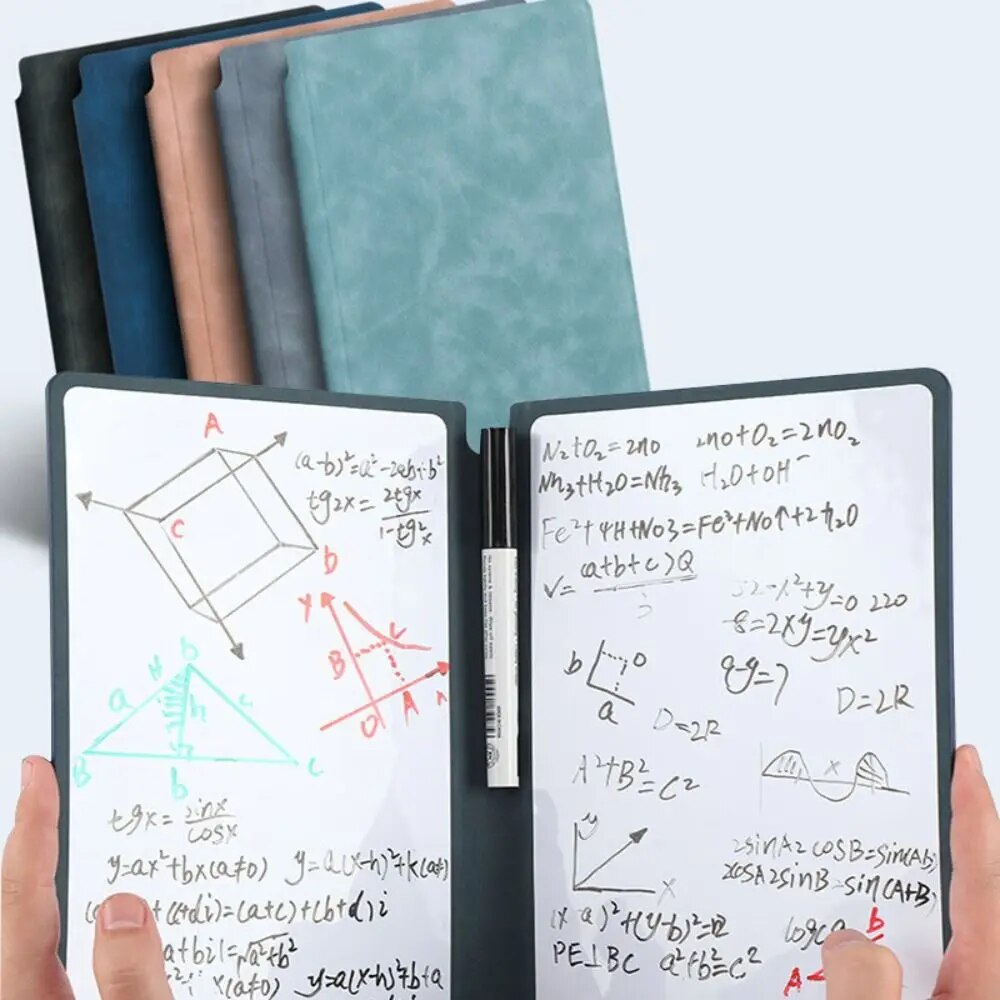 1-teiliges wiederverwendbares Whiteboard-Notizbuch-Set mit Whiteboard-Stift, Löschtuch, Leder, Notizblock, Wochenplaner, tragbar, stilvoll, Büro