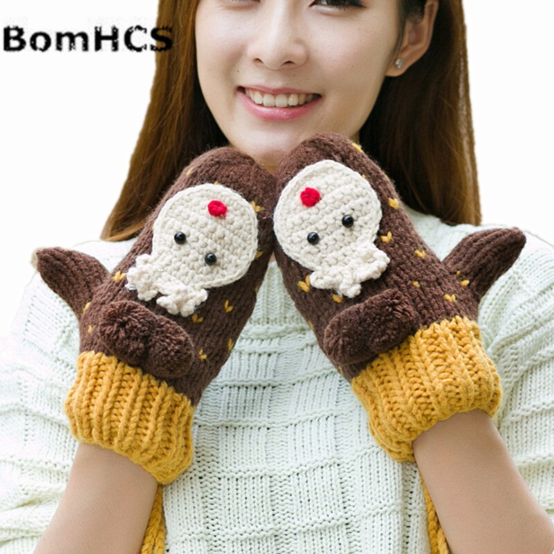 SchöNe Ebene Bär Winter warm Dicken Fäustlinge Handgemachte Gestrickte Handschuhe