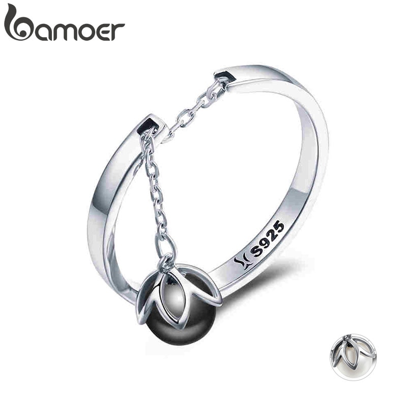 BAMOER offre spéciale authentique 925 en argent Sterling larmes de fleurs balancent des bagues ouvertes pour les femmes en argent Sterling bijoux SCR314