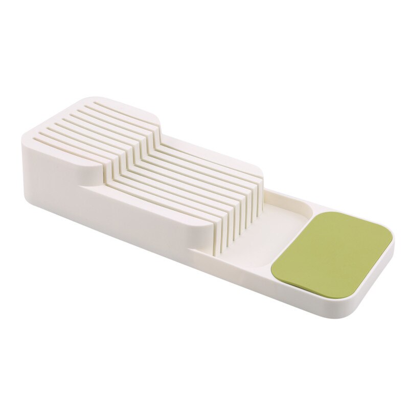 Knife Block Holder Plastic Cutlery Drawer Organizer Tray Utensil Rack Universal Knife Stand Kitchen Storage: White