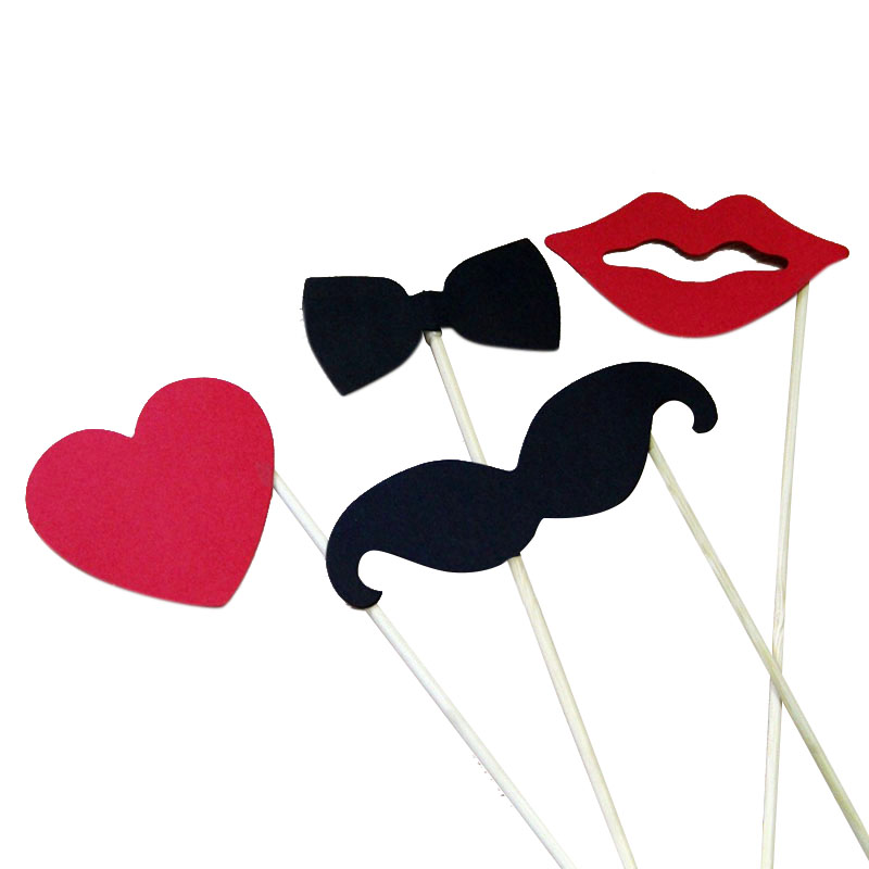 10Pcs Photo Booth Props DIY Mustache Lip Heart Photobooth Party Accessories Bridal Shower Event Supplies Fun Wedding Decoration