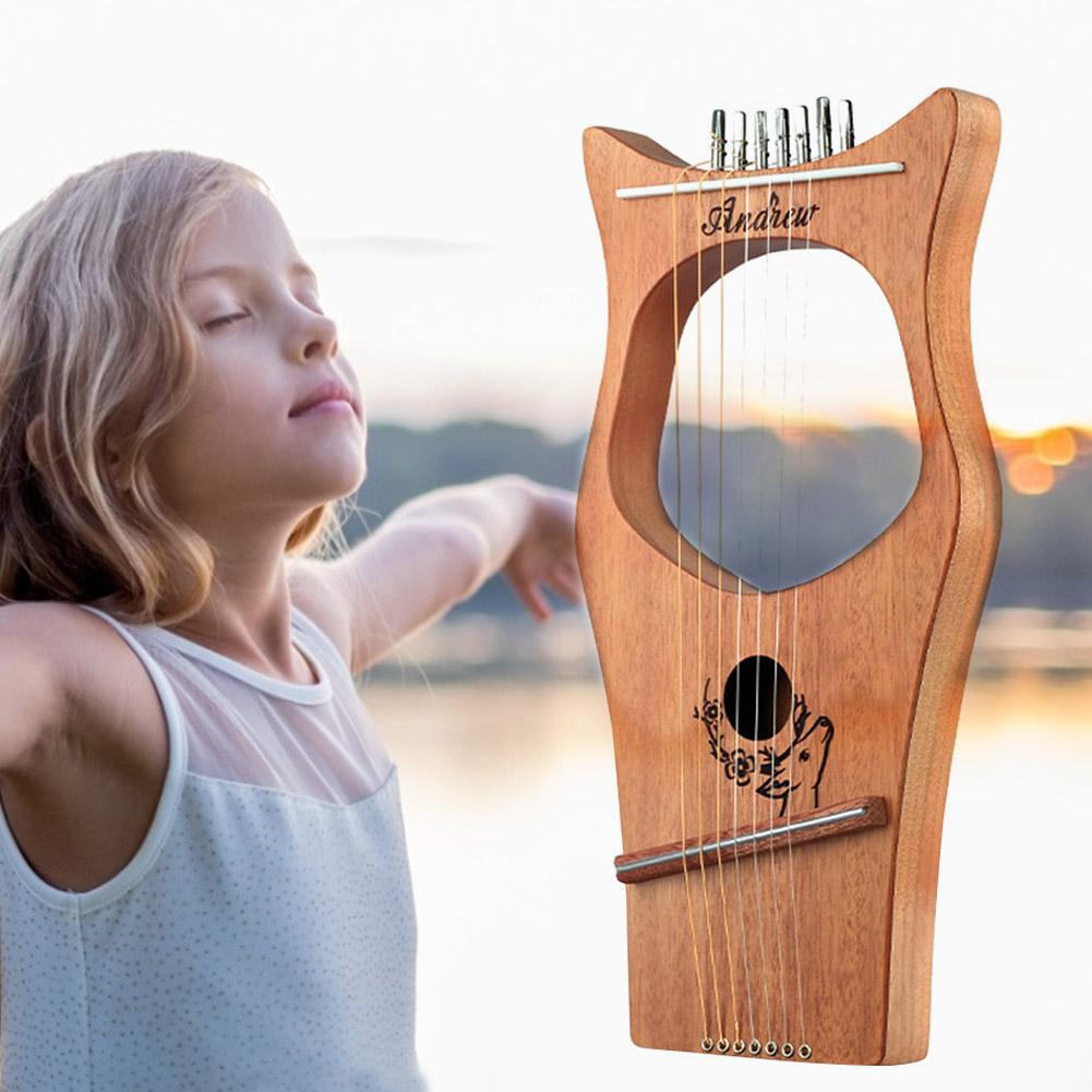 Mahogany Harp 7-string Harp Portable Lyre With Matching Tuning Tools Solid Wood Stringed Musical Instrument Mahogany Harp