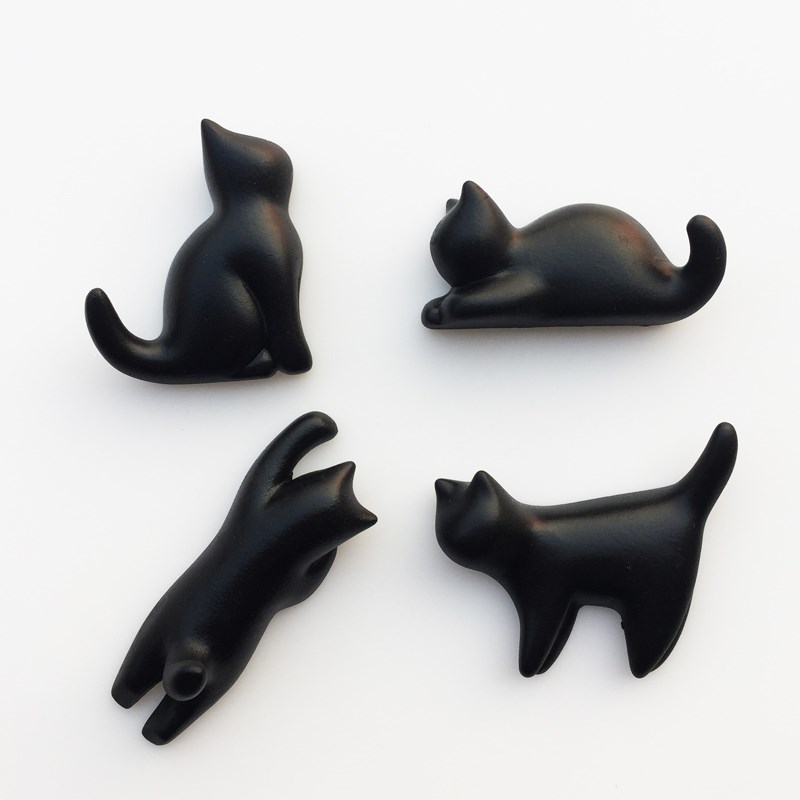 Japanse Healing 3D Abstracte Kleine Zwarte Kat Magneten Leuke Dier Hars Koelkast Magneet Magnetische Stickers Voor Home Decoratie