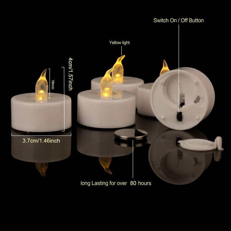 Tea Lights, 36 Pack Flameless LED Tea Light Candles Realistic Flickering Bulb Battery Operated Tea Lights(Warm Yellow)