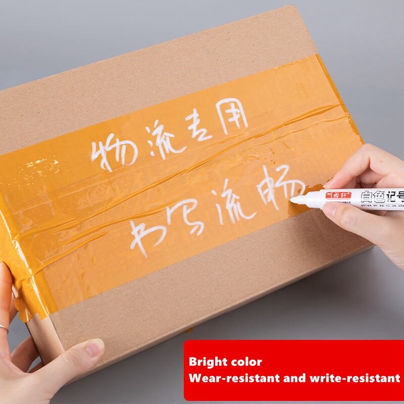 Haile-rotuladores blancos permanentes a prueba de agua, marcadores de tinta oleosa de 3mm para escritura de tela y artesanía, bolígrafos de pintura, suministros de papelería de arte, 2 uds.