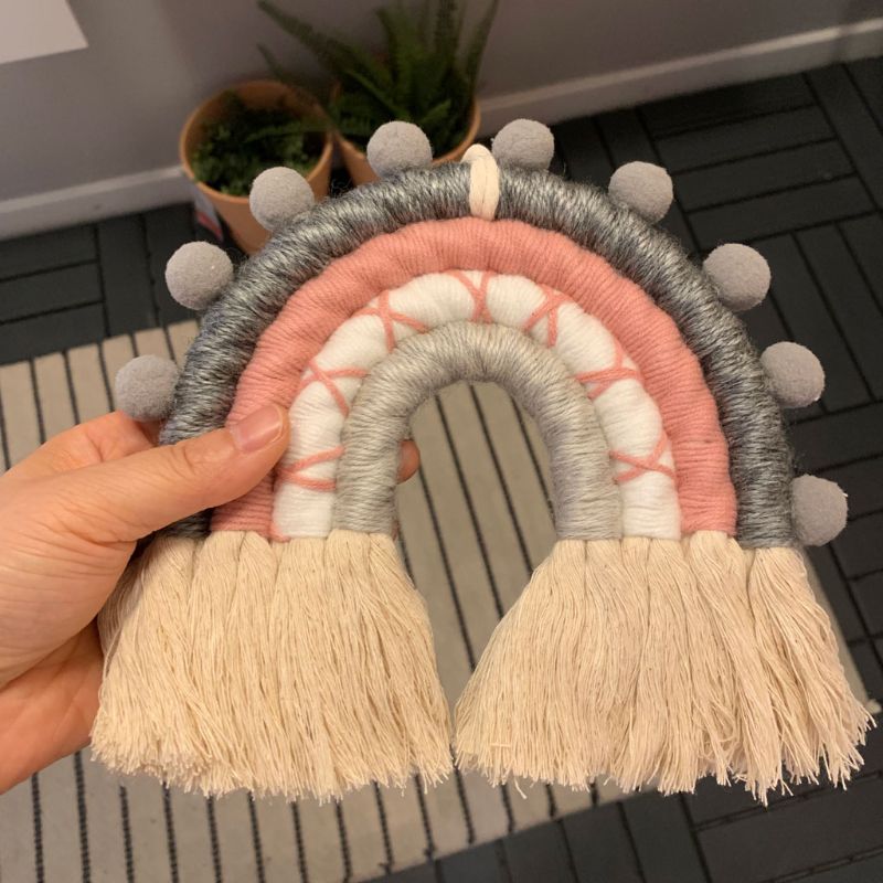 Regnbue veggheng fargerik håndlaget veving ornament hjemmedekorasjon tilbehør til soverommet barnehage baby barnerom