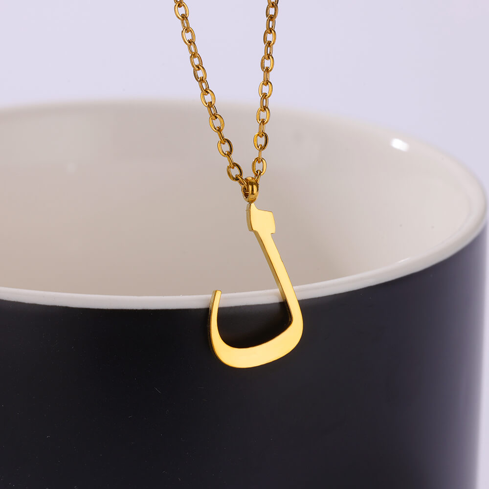 Collar del alfabeto árabe para mujer, gargantilla Simple de acero inoxidable con letras y nombre, amuleto de la suerte, joyería musulmana para mujer