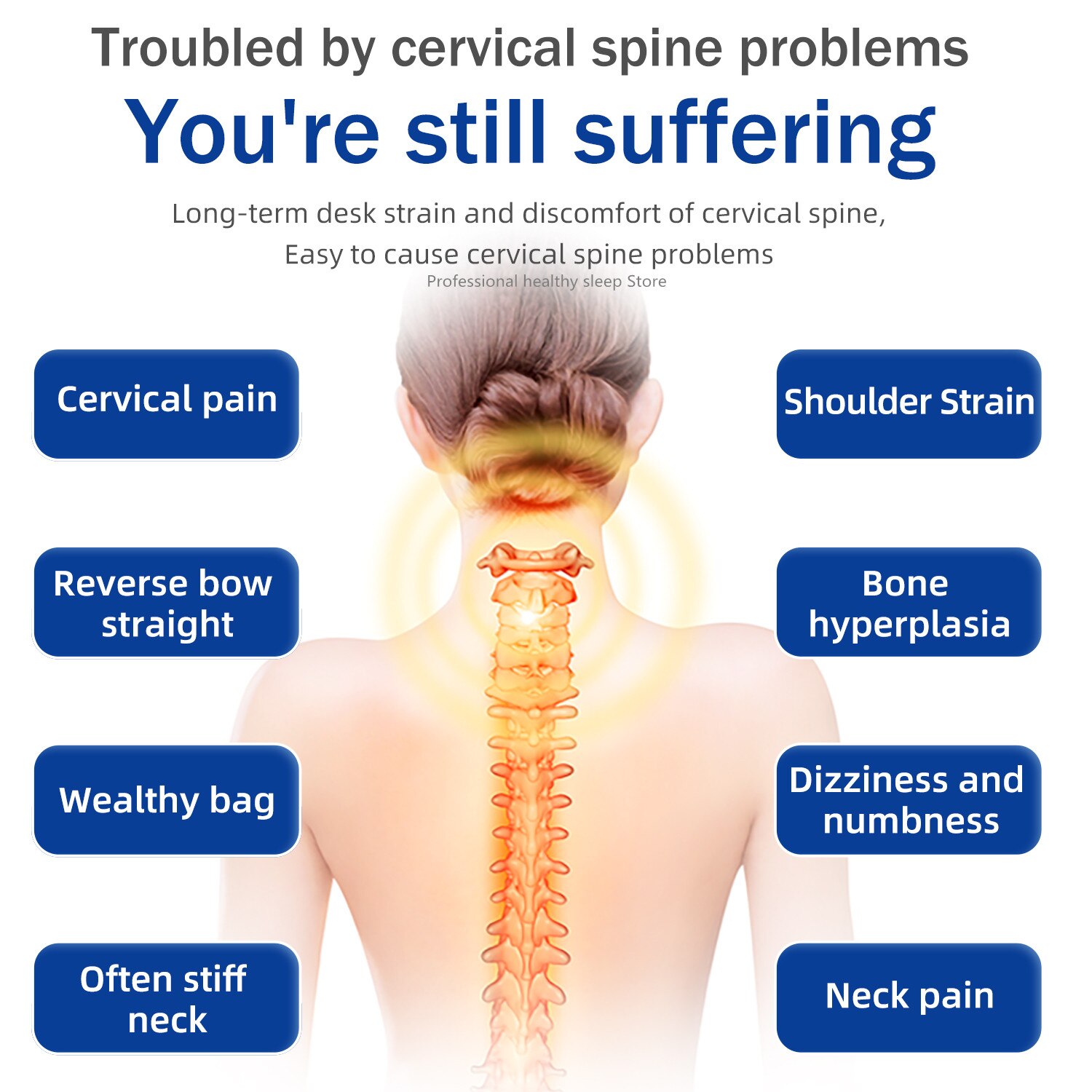 Contour Memory Foam Cervical Pillow Ergonomic Orthopedic Neck Pain Pillow for Side Back Stomach Sleeper Remedial Pillows