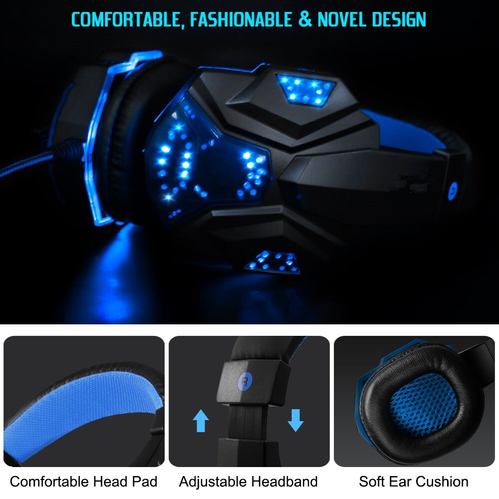 HYASIA LED Light Headset Bass Gaming Headphones Wire Game USB 3.5mm Suitable for PS4 Computer Game With Mic Gaming Earphone PC