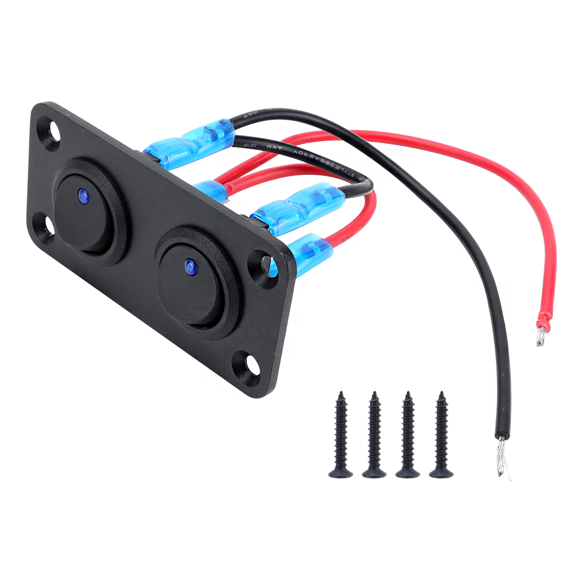 20A blue circular joystick switch panel with 3-pin aluminum waterproof 12V, suitable for cars, trucks, boats, RVs, yachts, etc: Red