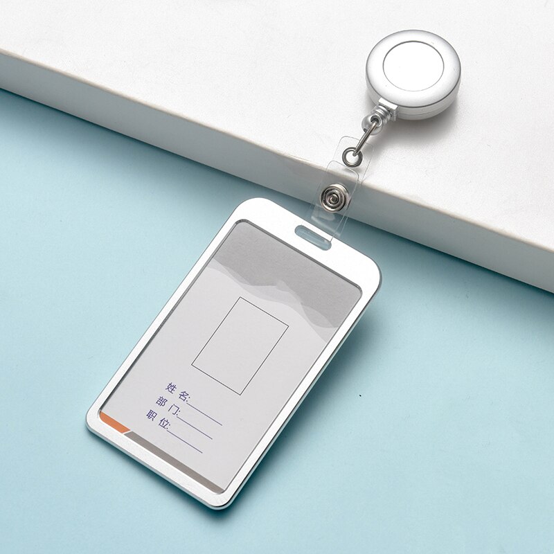 Lanyard Keychain Id Card Holder Aluminum Alloy Nurse Badge Holder Office School Nurse Bank ID Bus Card Holder: Silver