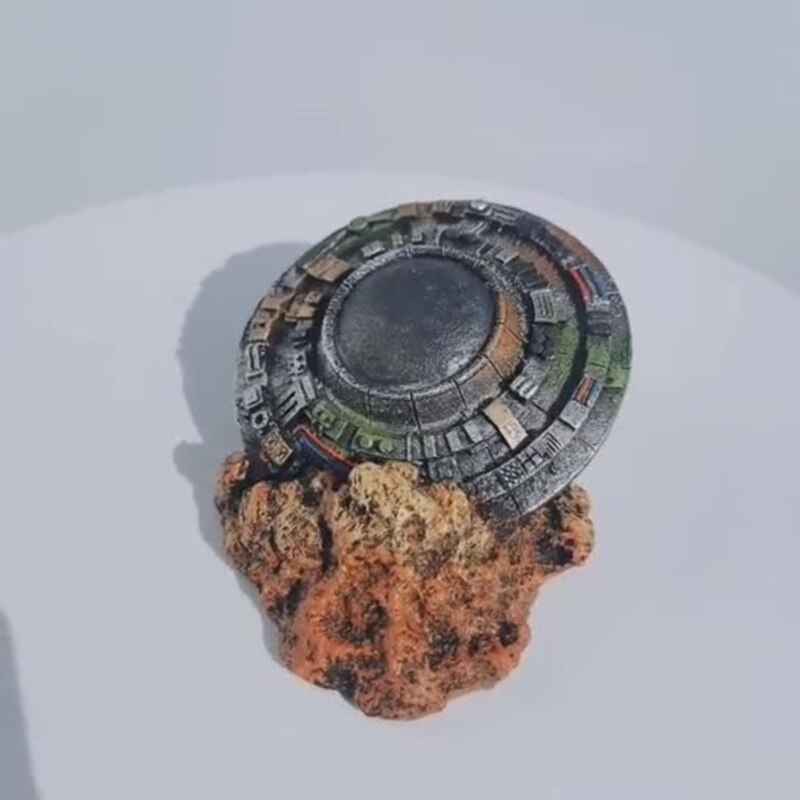 Aquarium UFO Decorations Fish Tank Ornaments Small Resin Sunken Spaceship for Freshwater Saltwater Betta Tanks Decor