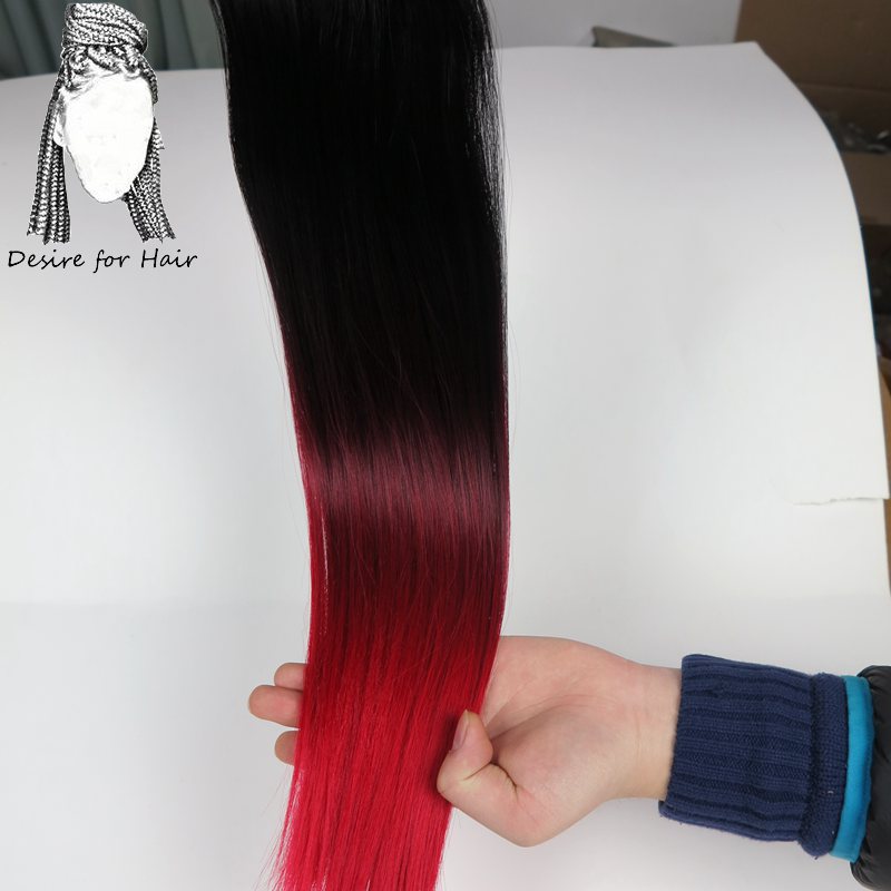 Deseo de pelo 20 pulgadas 100g extensiones de pelo ondulado sintético rectas resistentes al calor color degradado por lote, color morado y rosa