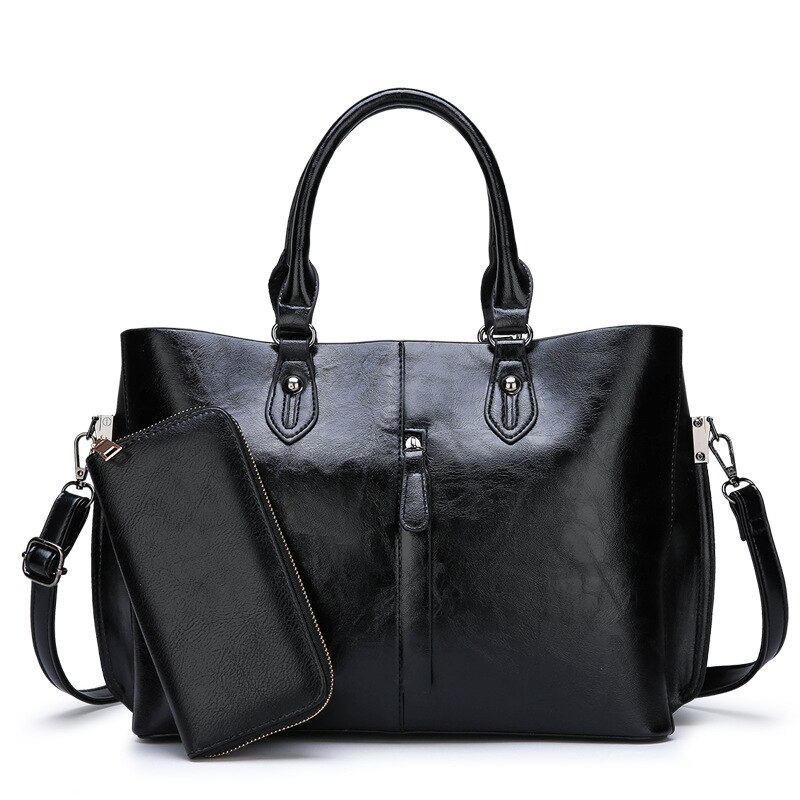 large size shoulder bag leather women's handbag set: Default Title