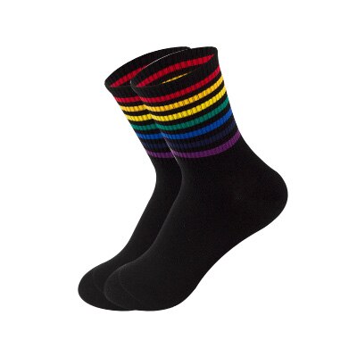 Calcetines de algodón con estampado de arcoíris para mujer, medias coloridas de , cálidas e informales, ropa lgbt, 1 par, Otoño e Invierno: 4
