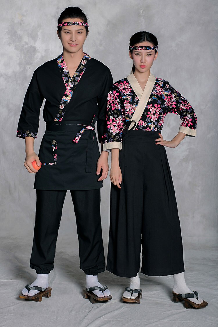 Cherry blossoms Japanese cuisine Men Sushi chef uniform Woman Restaurant work clothes