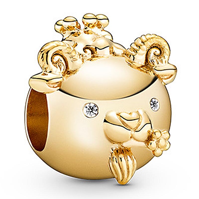 Shine Rat Mouse Spirit Horse Ram Sheep Chinese Twelve Zodiac Charm Fit Bracelet 925 Sterling Silver Beads Diy Jewelry: 8