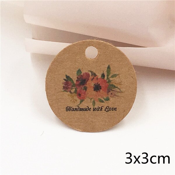50 Stuks 3Cm Ronde Kledingstuk Kleine Papieren Etiketten Verpakking Decoratie Liefde Papieren Kaart Prijs Hang Tag: Bruin