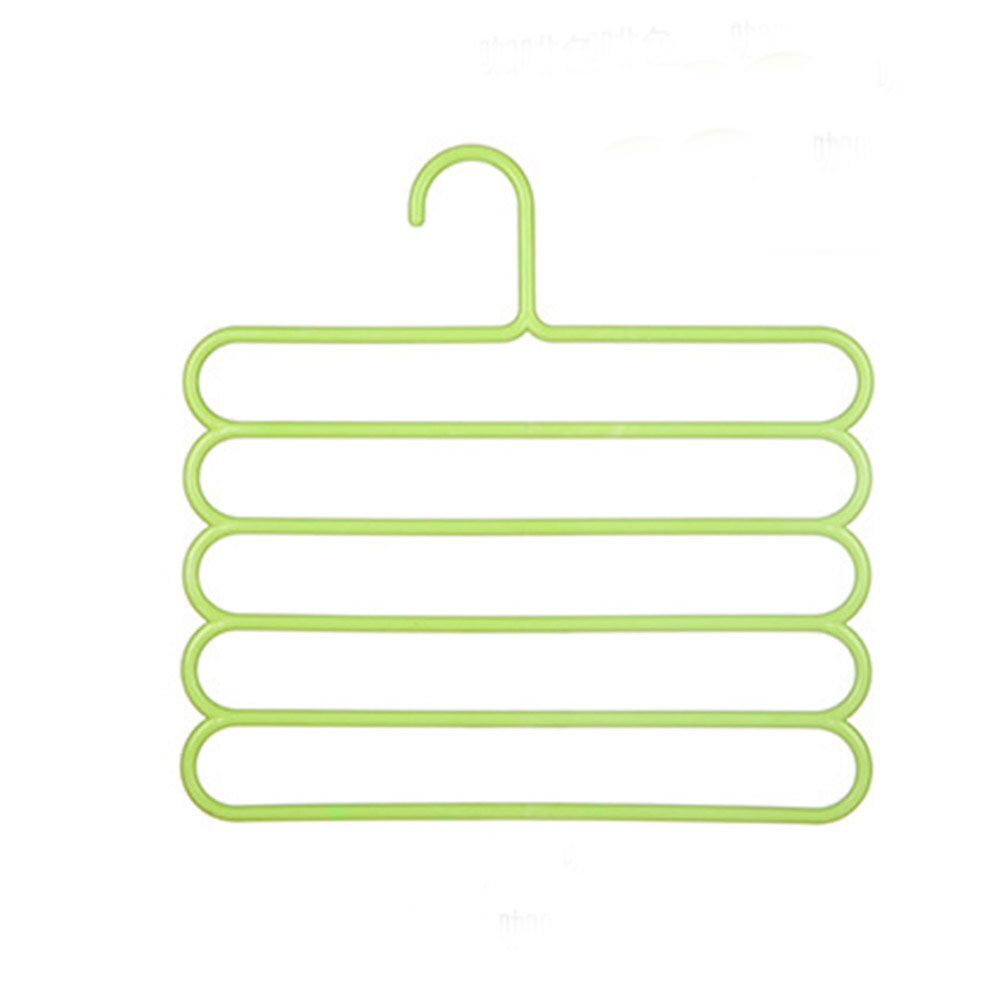 5 layers Clothes Hangers Multi-Function Storage Hangers Plastic 5-Layer Drying Rack Pants Rack Storage Tie Belt Towel Holder: Green