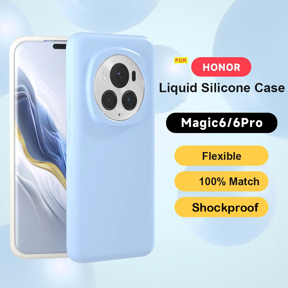 Para Honor Magic 6 Pro funda suave de silicona líquida Premium con flocado dentro de la carcasa protectora para Honor Magic6