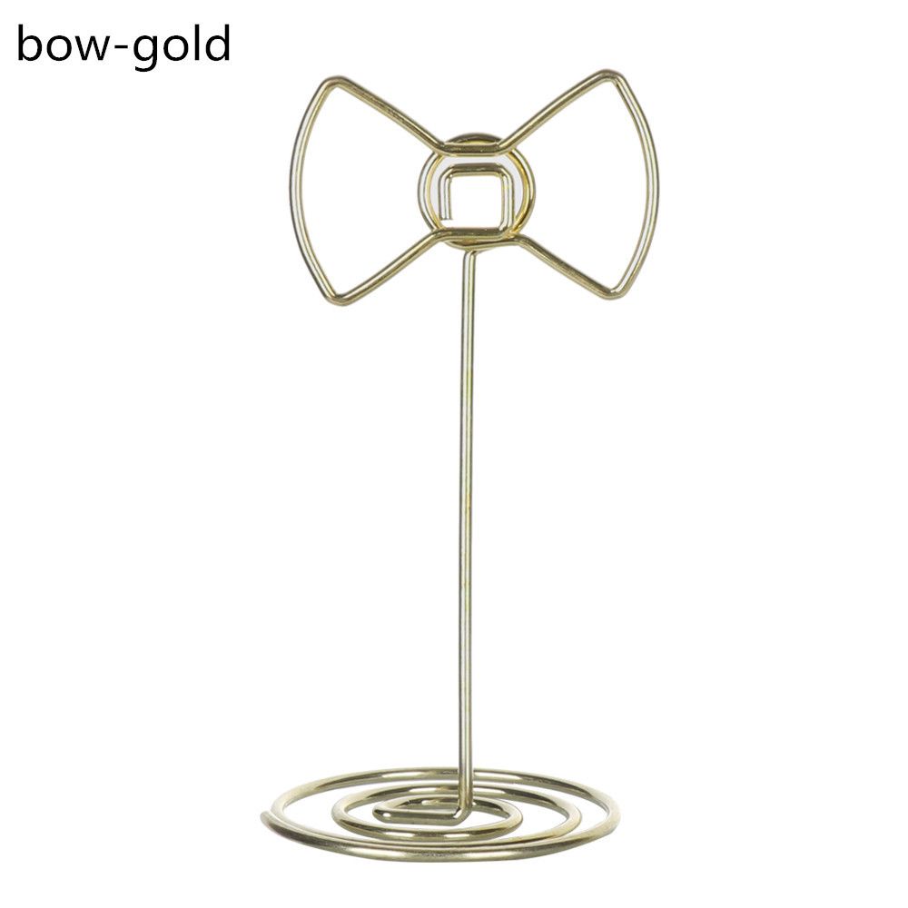 Moon Stars Shaped Photo Holder Stand Table Number Card Holders Place Card Paper Clips Wedding Favor Card Stand Message Card Clip: gold-bow