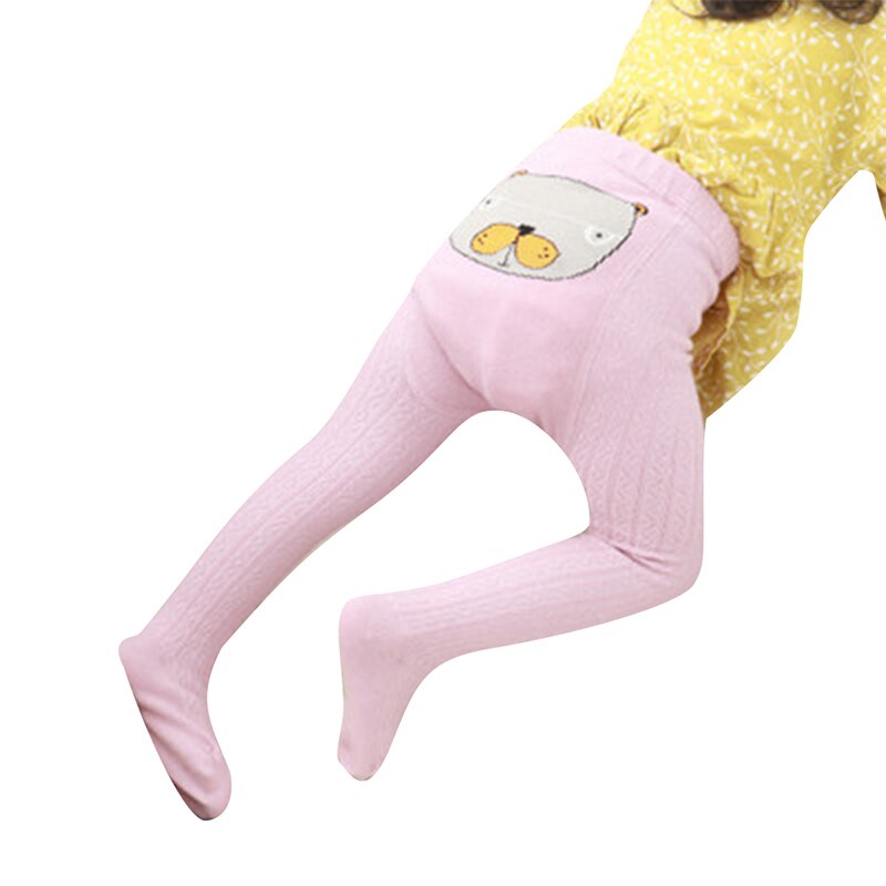 Baby Panty Herfst Winter Baby Peuter Kid Meisje Geribbelde Kousen Katoen Warm Panty Cartoon Snoep Kleur Strakke 1-3Years: Roze / L