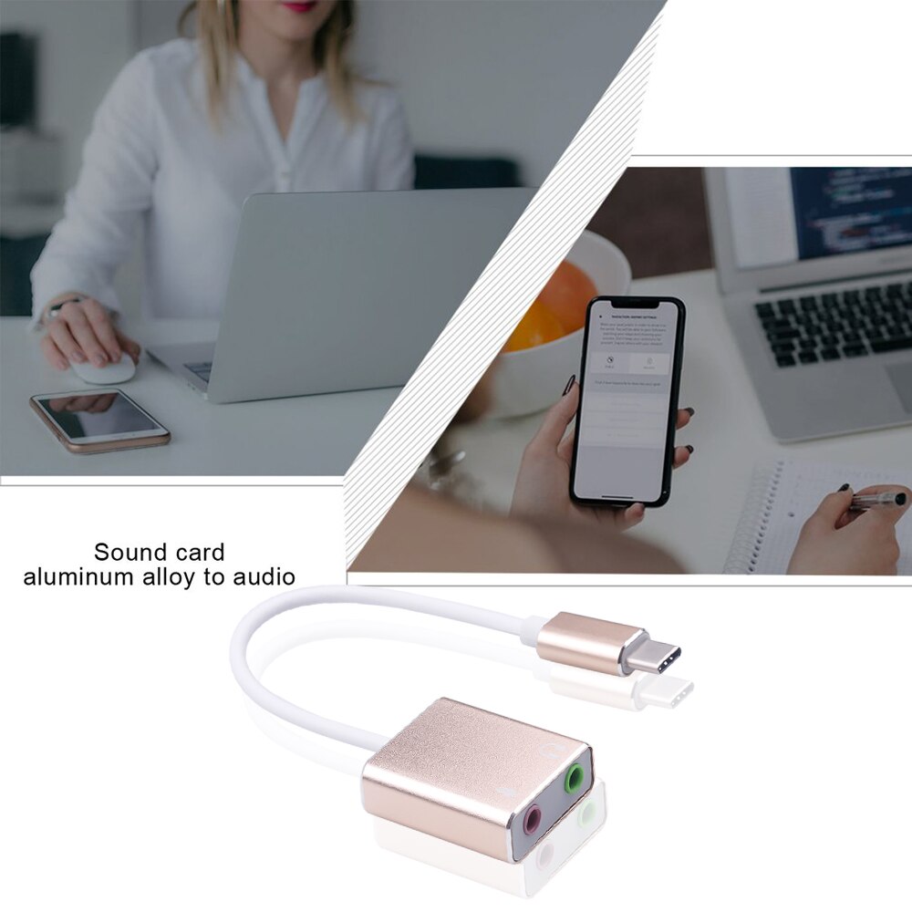 7,1 Tarjeta de sonido externa tipo C USB 3,1 para Macbook Pro Air USB C 3,5mm Audio Jack auriculares Mic adaptador USB-C tarjeta de sonido