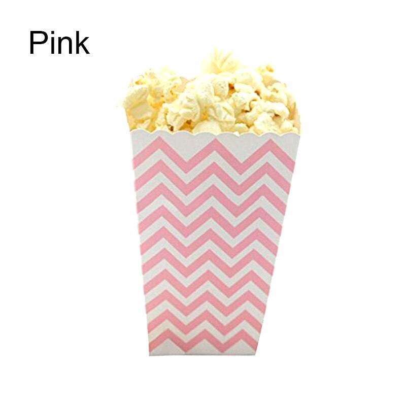 Papiræsker dekoration stribet form slik festartikler mad pommes frites snackkasser engangsgodt papir æske popcorn: Tråd / Lyserød