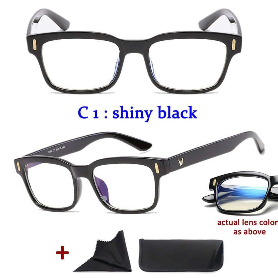 Anti Blue Rays Computer Glasses Men Blue Light Gaming Glasses Protection Spectacles Blue Light Blocking: Shiny black