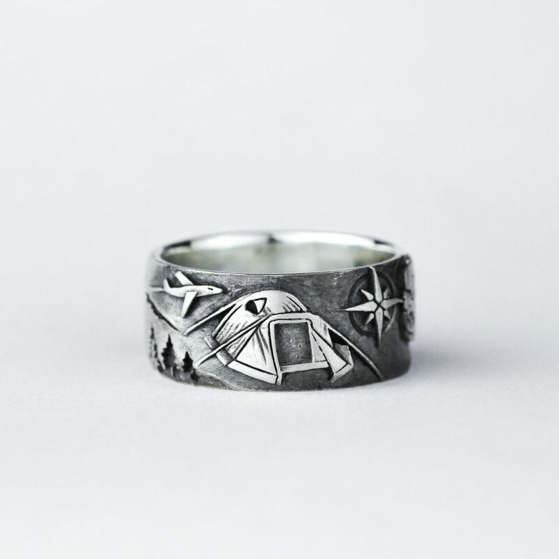 Handmade Retro 925 Sterling Silver Rings for Women Gothic Unique Punk Finger Ring Antique Collection Jewelry