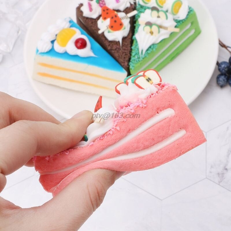 6pcs Realistic Artificial Triangle Cake Bakery Window Food Display Photo Prop Home Decoration Crafts